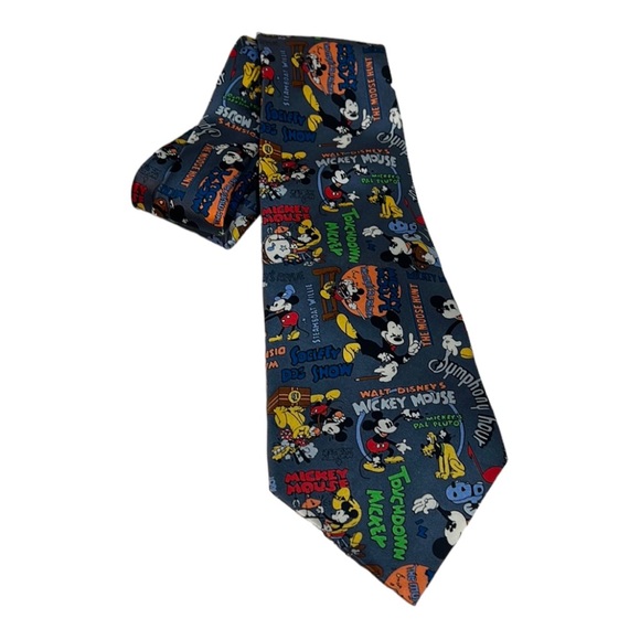 MICKEY MOUSE Disneyland Walt Disney World Parks Men's Necktie Gray 100% silk - Picture 3 of 5